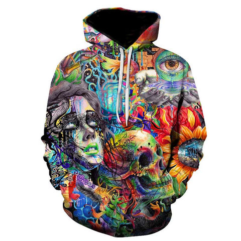 Skull Faces Printed Hoodie